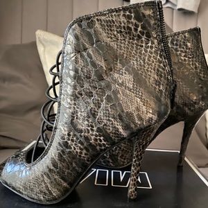 Black multi snake Mia booties/heels